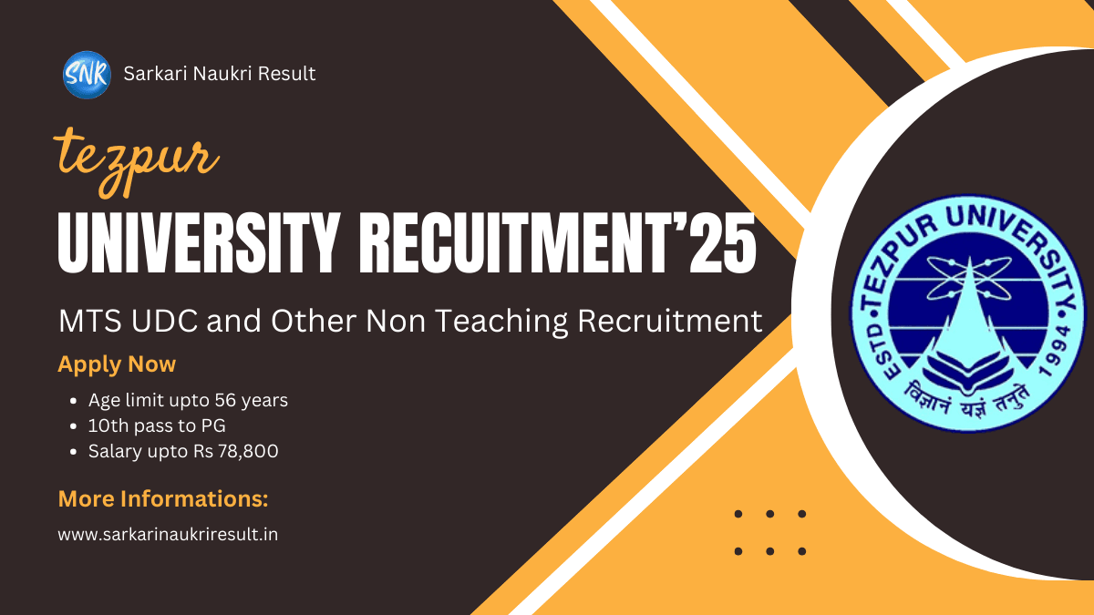 Tezpur University Non Teachingr Recuitment 2025 1 Tezpur University Non Teachingr Recuitment
