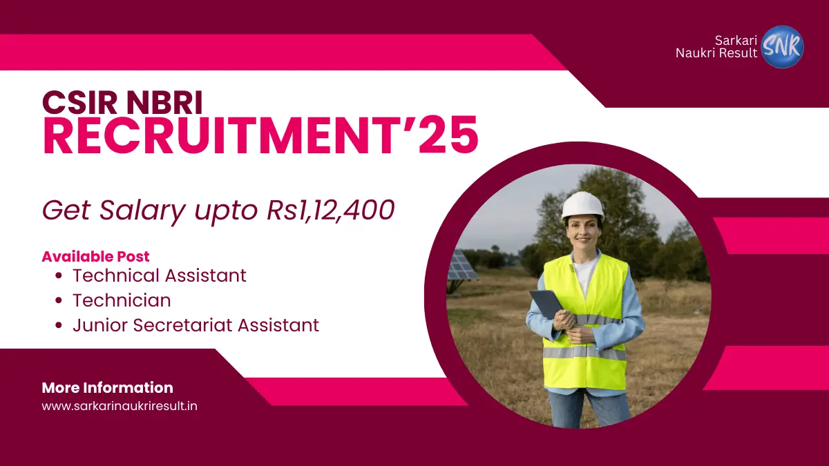 CSIR NBRI Technical Assistant Recruitment 2025 Apply Now 1 CSIR NBRI Technical Assistant Recruitment