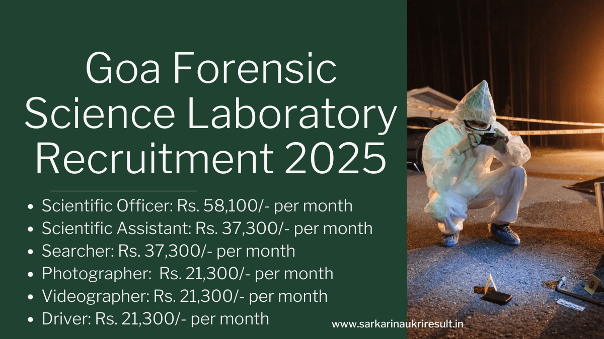 Goa FSL Recruitment 2025 Apply Today