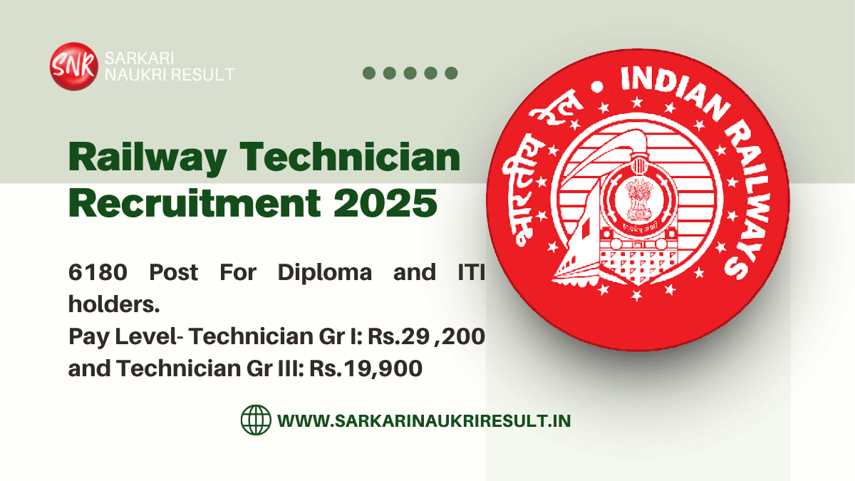 Railway RRB Technician Recruitment 2025 Notification Release for 6180 Post of Grade I / Grade III Technician Apply Now 1 Railway RRB Technician Recruitment 2025