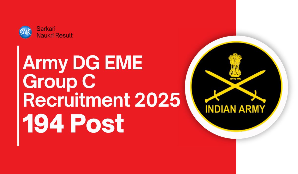 Army DG EME Group C Recruitment 2025