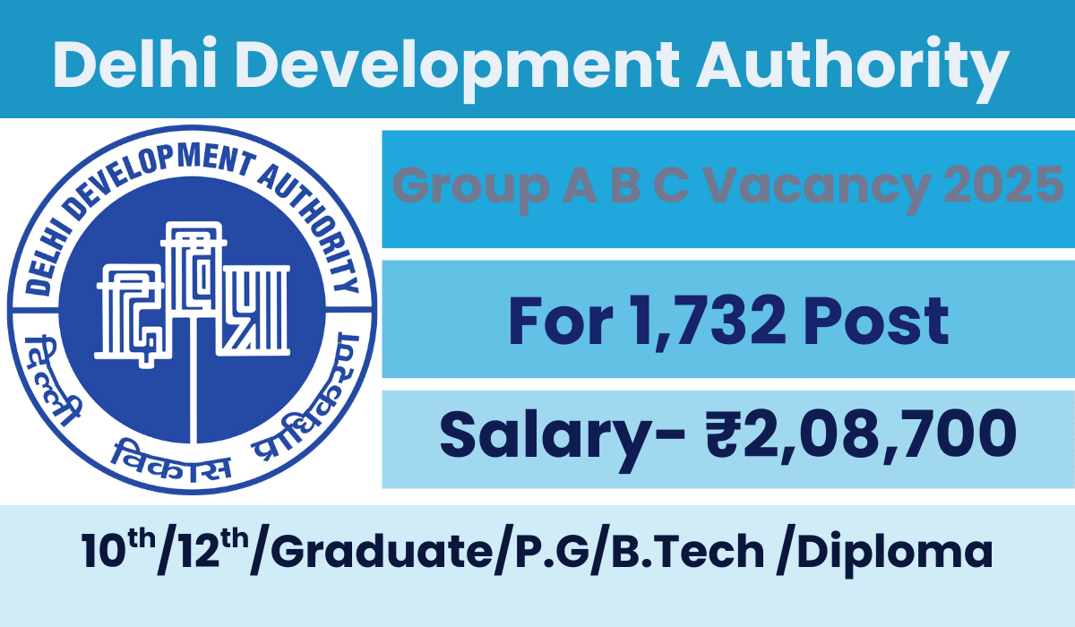 Dellhi DDA Group A B C Recruitment 2025 for 1732 Posts