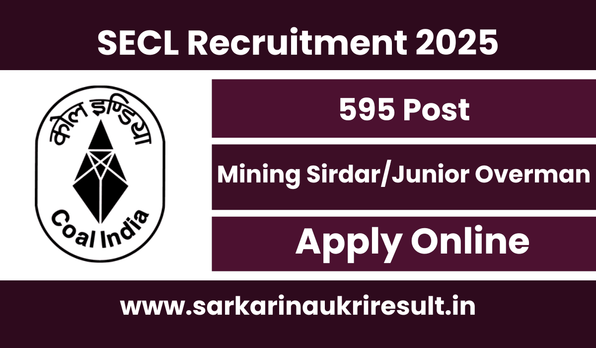 SECL Mining Sirdar Recruitment 2025