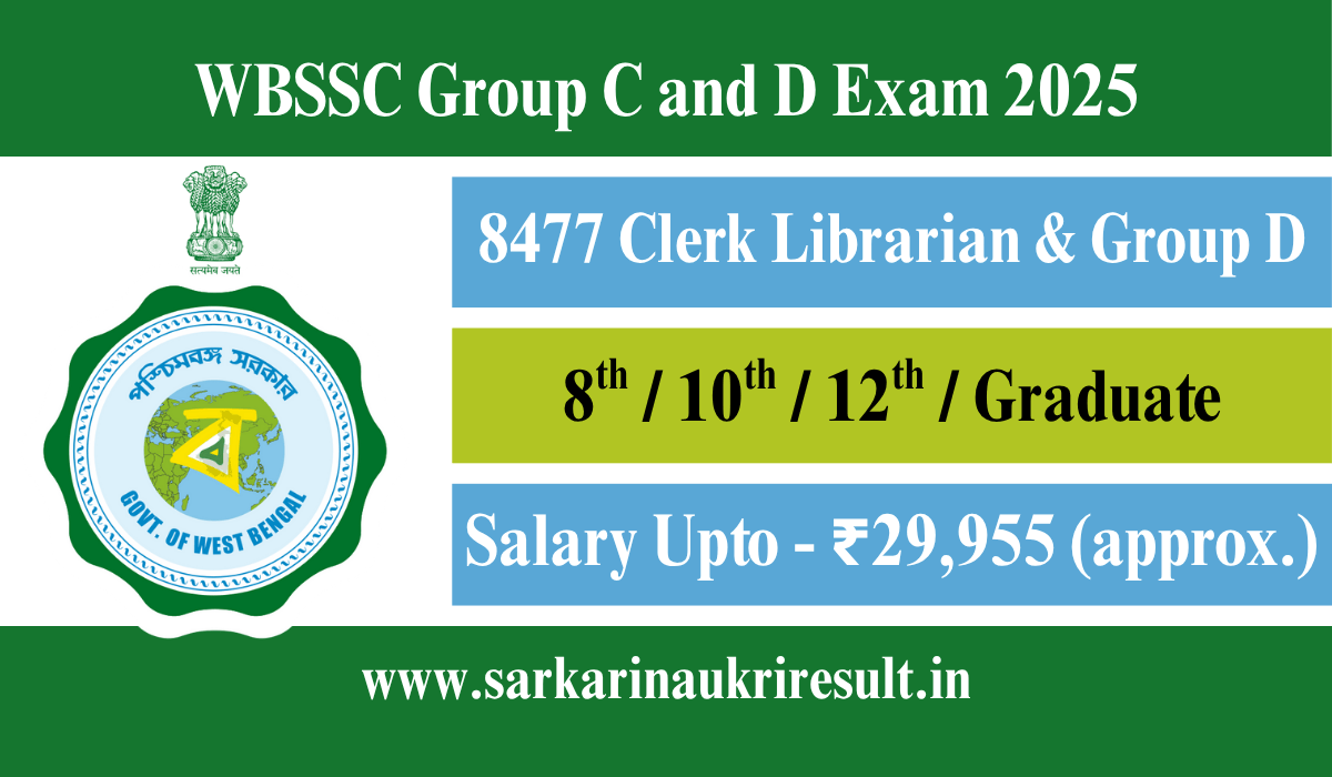 WBSSC Group C and Group D Recruitment 2025