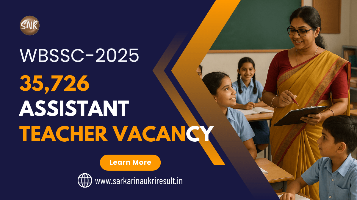 WBSSC 2025 Assistant Teacher Recruitment